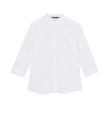 【COFREX】 スタンド ピコレース ブラウス 七分袖 レディースデザインシャツ