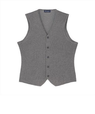 ニット メッシュ編地ジレ 麻混 メンズ