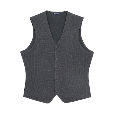 ニット メッシュ編地ジレ 麻混 メンズ
