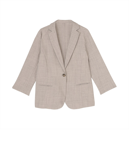 アウター 麻調ジャケット 七分袖 レディース