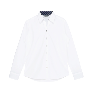 【透け防止】 スキッパー 長袖 形態安定 レディースシャツ