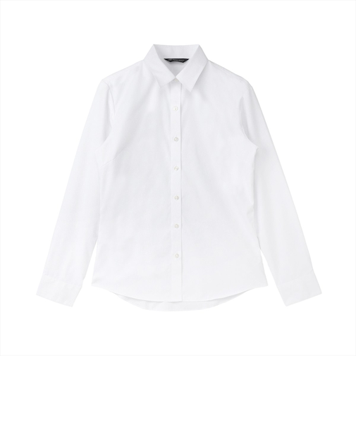 【透け防止・白無地】 レギュラー 長袖 形態安定 レディースシャツ
