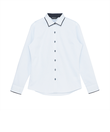 【透け防止】 ワイド 長袖 形態安定 レディースシャツ