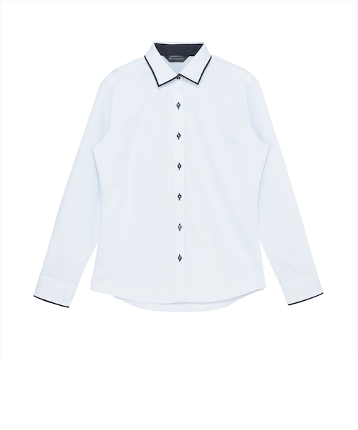 【透け防止】 ワイド 長袖 形態安定 レディースシャツ