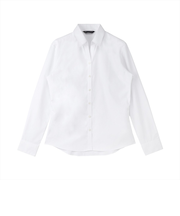 【透け防止・白無地】 スキッパー 長袖 形態安定 レディースシャツ