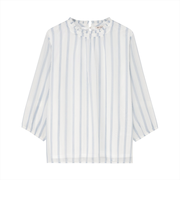ストライプシフォン ブラウス 七分袖 レディース
