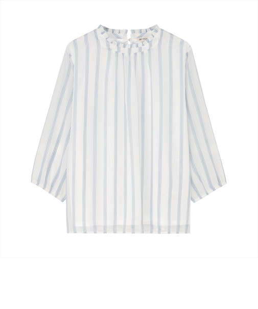 ストライプシフォン ブラウス 七分袖 レディース