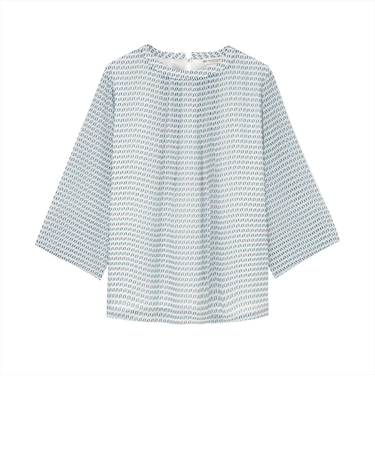 幾何学シフォン ブラウス 七分袖 レディース