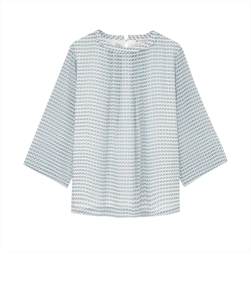 幾何学シフォン ブラウス 七分袖 レディース