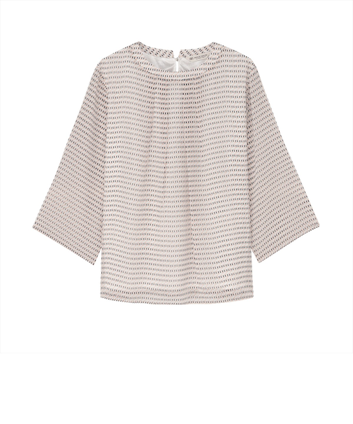 幾何学シフォン ブラウス 七分袖 レディース