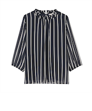 ストライプシフォン ブラウス 七分袖 レディース