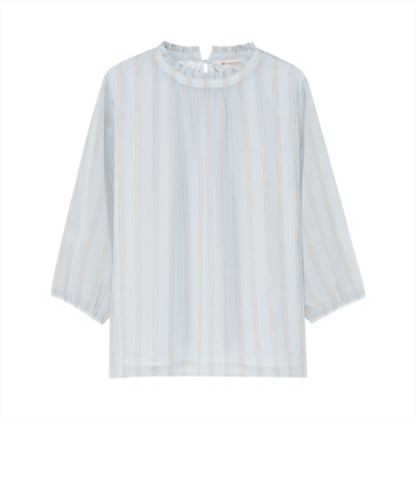 ストライプシフォン ブラウス 七分袖 レディース
