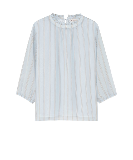 ストライプシフォン ブラウス 七分袖 レディース