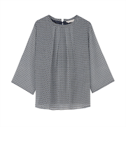 幾何学シフォン ブラウス 七分袖 レディース