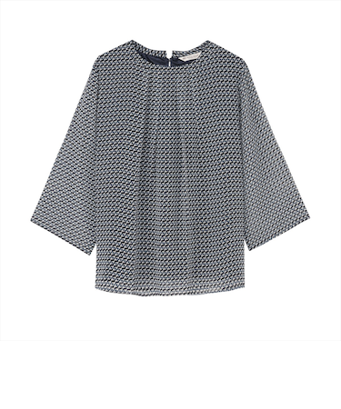 幾何学シフォン ブラウス 七分袖 レディース