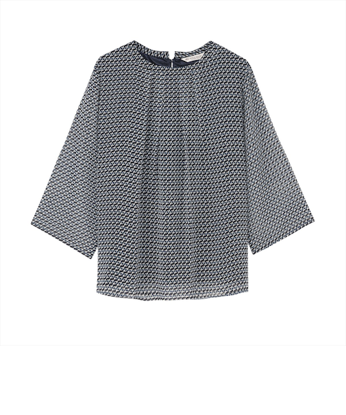 幾何学シフォン ブラウス 七分袖 レディース
