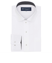 【透け防止】 ラウンド 長袖 形態安定 ワイシャツ