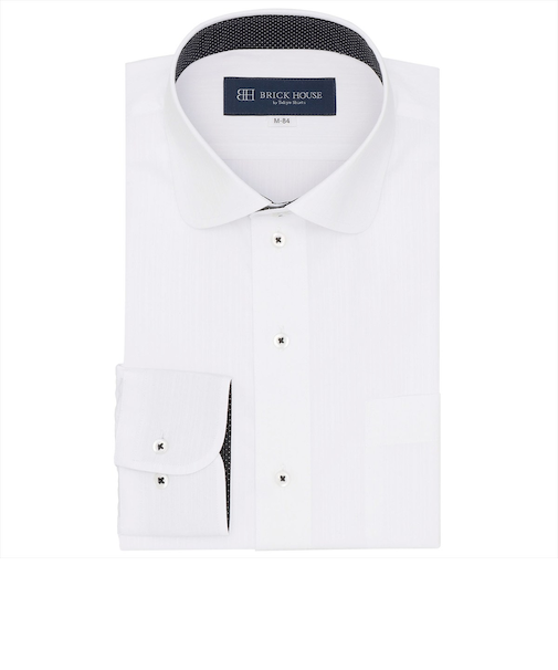 【透け防止】 ラウンド 長袖 形態安定 ワイシャツ