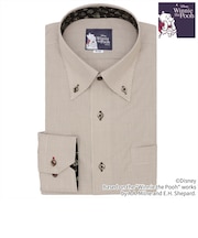 【くまのプーさん】 ボタンダウン 長袖 形態安定 ワイシャツ