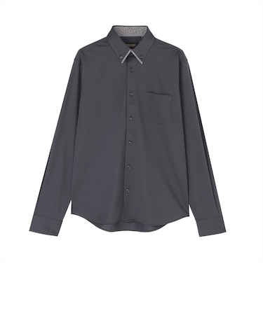 【ストレッチ】 デザインカジュアルシャツ ボタンダウン 長袖 ニットシャツ メンズ