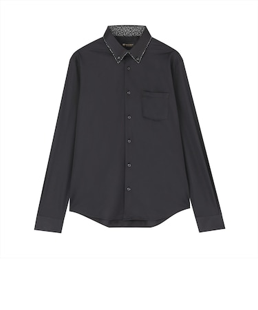 【ストレッチ】 デザインカジュアルシャツ ボタンダウン 長袖 ニットシャツ メンズ