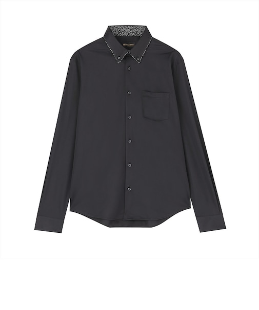 【ストレッチ】 デザインカジュアルシャツ ボタンダウン 長袖 ニットシャツ メンズ