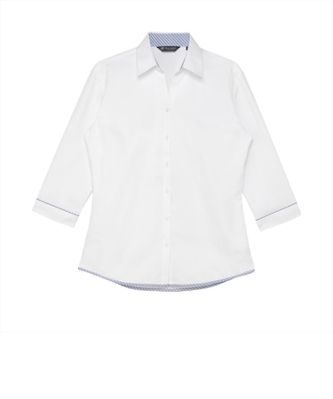 【透け防止】 スキッパー 七分袖 形態安定 レディースシャツ