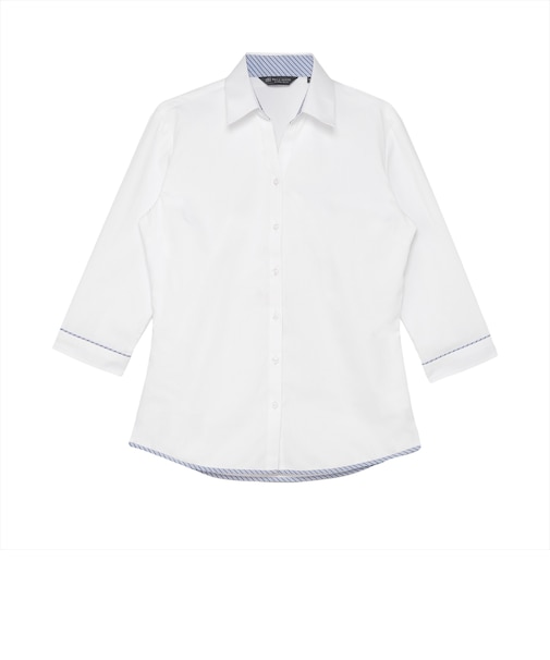 【透け防止】 スキッパー 七分袖 形態安定 レディースシャツ