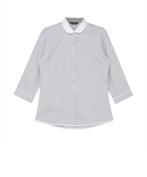 【透け防止】 ラウンド 七分袖 形態安定 レディースシャツ