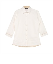 【透け防止】 ワイド 七分袖 形態安定 レディースシャツ