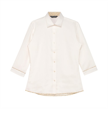 【透け防止】 ワイド 七分袖 形態安定 レディースシャツ