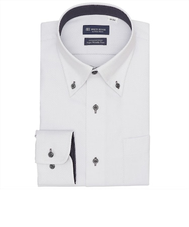 【超形態安定】 ボタンダウン 長袖 形態安定 綿100% ワイシャツ