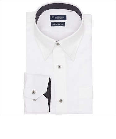 【超形態安定・大きいサイズ】 スナップダウン 長袖 形態安定 綿100% ワイシャツ