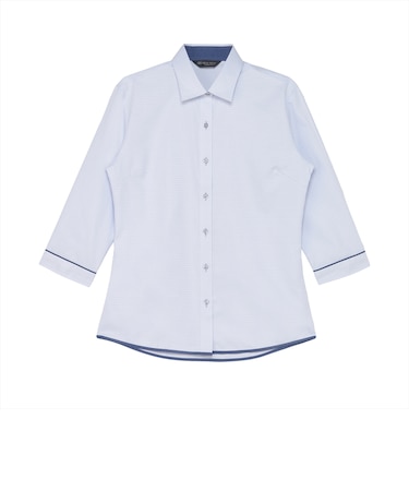 【透け防止】 ワイド 七分袖 形態安定 レディースシャツ