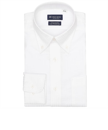 【超形態安定】 ボタンダウン 長袖 形態安定 綿100% ワイシャツ