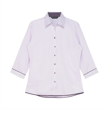 【透け防止】 スキッパー 七分袖 形態安定 レディースシャツ