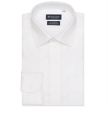 【超形態安定】 ワイド 長袖 形態安定 綿100% ワイシャツ