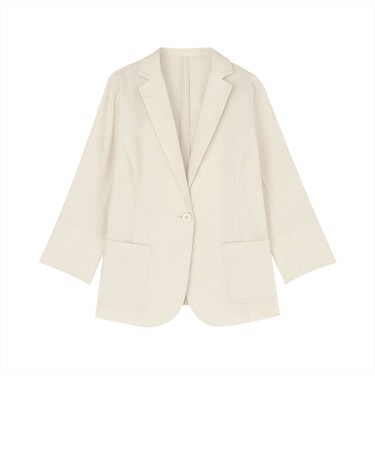 アウター カラミ織 ジャケット 七分袖 レディース