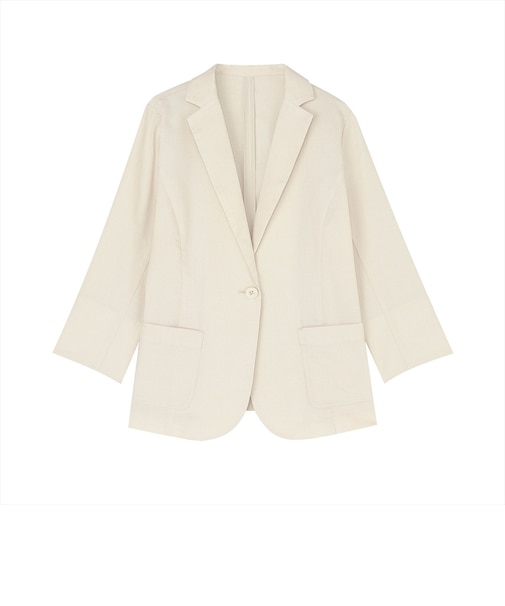 アウター カラミ織 ジャケット 七分袖 レディース