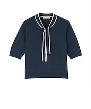 ニット ドライレーヨン ボウタイ プルオーバー 半袖 レディース