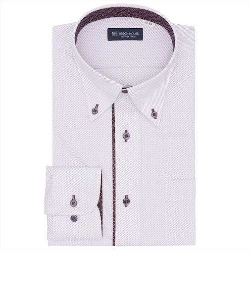 【ストレッチ】 ボタンダウン 長袖 形態安定 ワイシャツ ニットシャツ