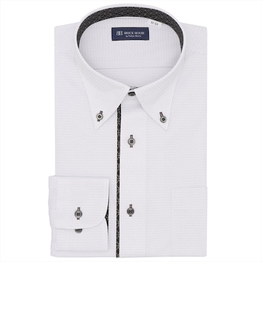 【ストレッチ】 ボタンダウン 長袖 形態安定 ワイシャツ ニットシャツ