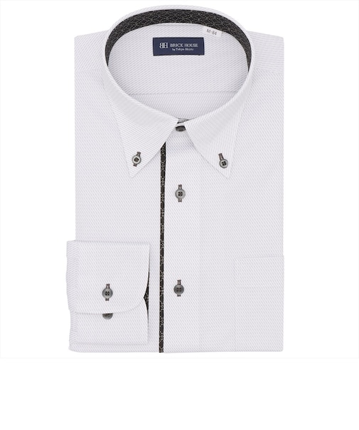 【ストレッチ】 ボタンダウン 長袖 形態安定 ワイシャツ ニットシャツ