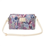 バッグ 花柄2WAYポーチ オフホワイト×パープル レディース