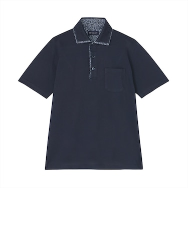 Wカラー フラワープリント ポロシャツ 半袖 メンズ