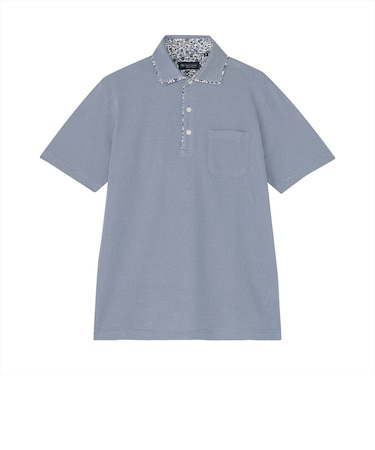 Wカラー フラワープリント ポロシャツ 半袖 メンズ