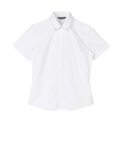 【透け防止・白無地】 レギュラー 半袖 形態安定 レディースシャツ