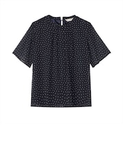 ランダムドット  シフォンブラウス 五分袖 レディース