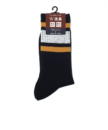 靴下 ライン ソックス 消臭W効果 25-27cm メンズ