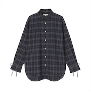 【Pitta Re:)】カジュアルシャツ リボンカフス チェック シャツ 長袖 レディースデザインシャツ